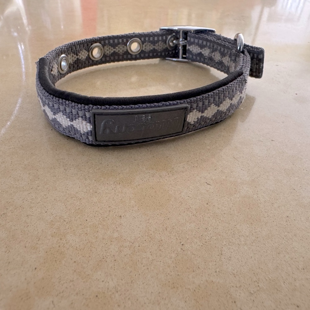 Dog Collar - Blueberry - Patterned Blue and Gray